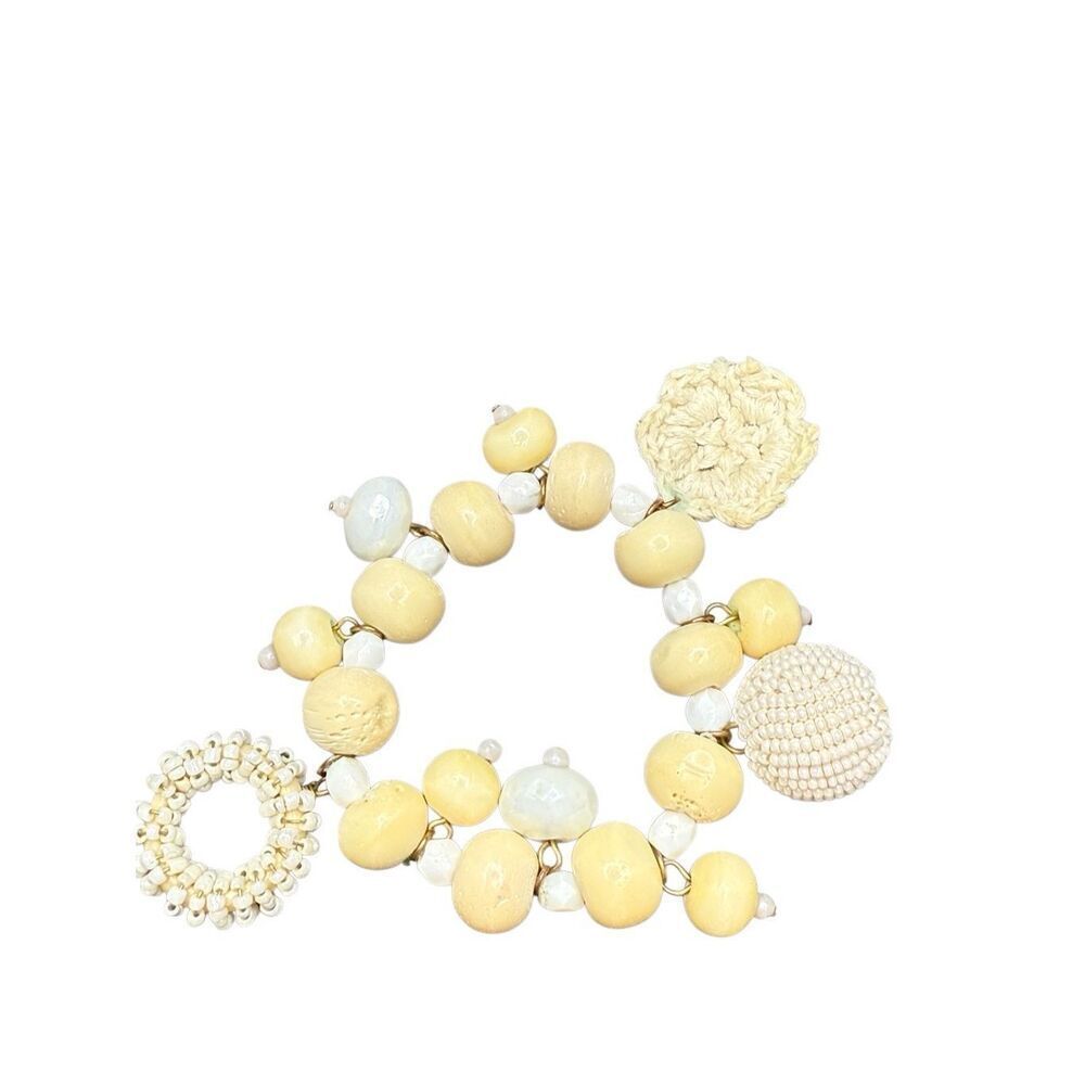Nordstrom Elastic Cream Beaded Bracelet